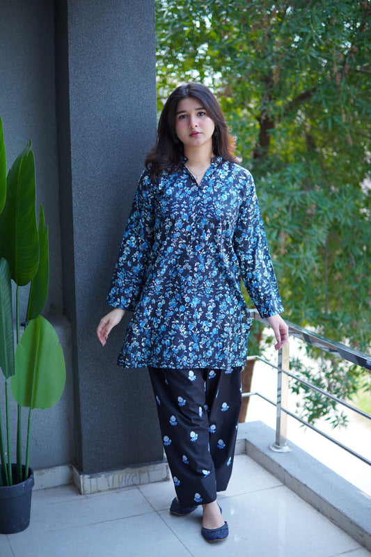 Blue Digital Printed Suit for Women β 2Pc