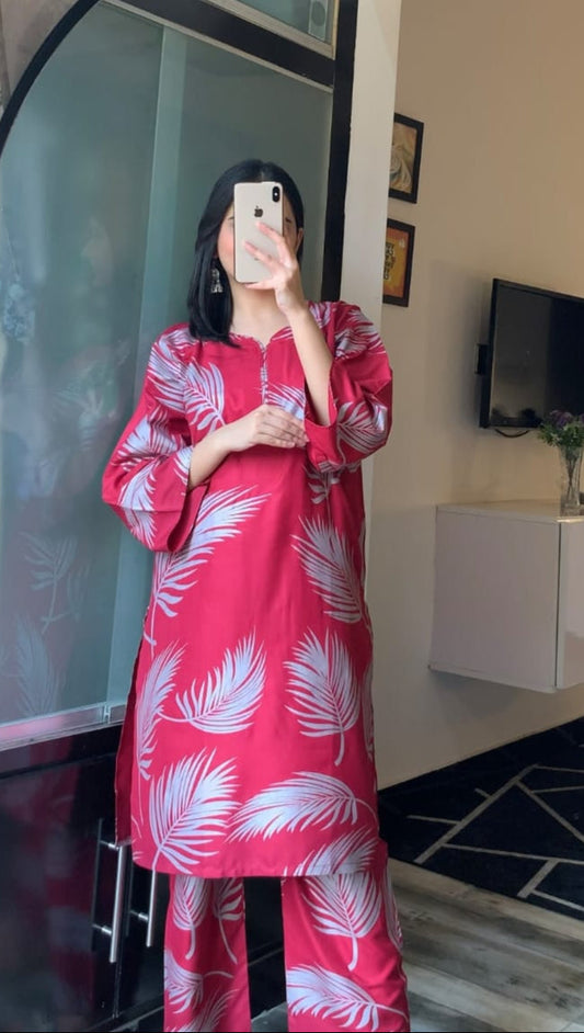 Big Leaf Print 2pcs Suit