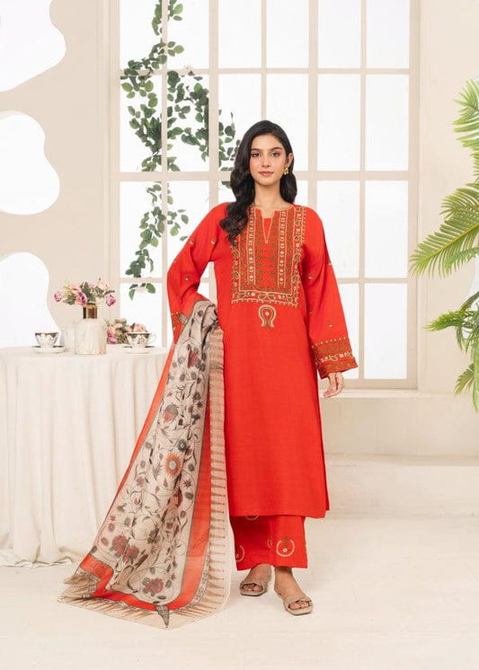 Red Embroidery Suit for Women β 3PC Linen Kurta Set