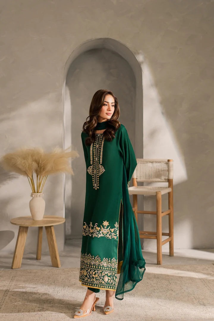 Elegant Premium Linen 3-Piece Embroidered Suit