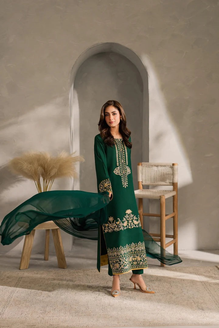 Elegant Premium Linen 3-Piece Embroidered Suit