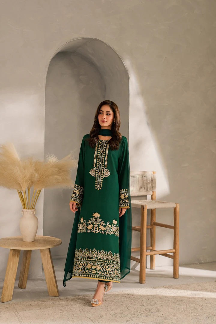 Elegant Premium Linen 3-Piece Embroidered Suit