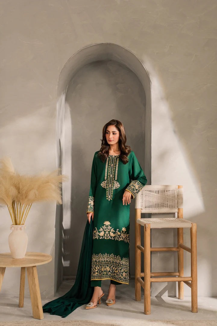 Elegant Premium Linen 3-Piece Embroidered Suit