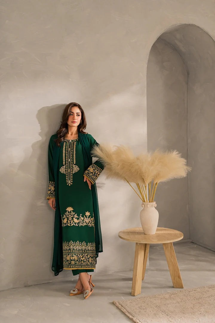 Elegant Premium Linen 3-Piece Embroidered Suit